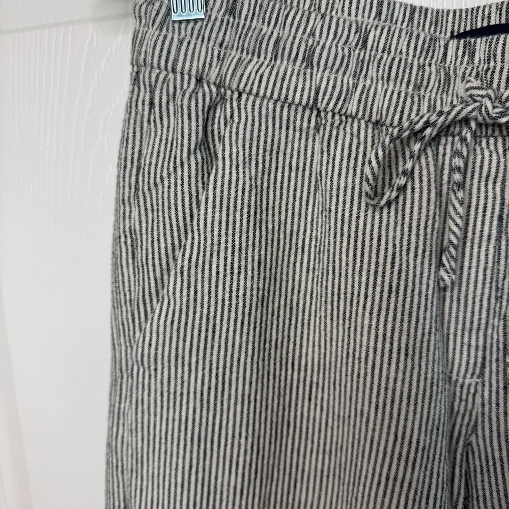 J. Crew Gray Straight Leg Pants with Elastic Waistband Gray White Stripes Size 0